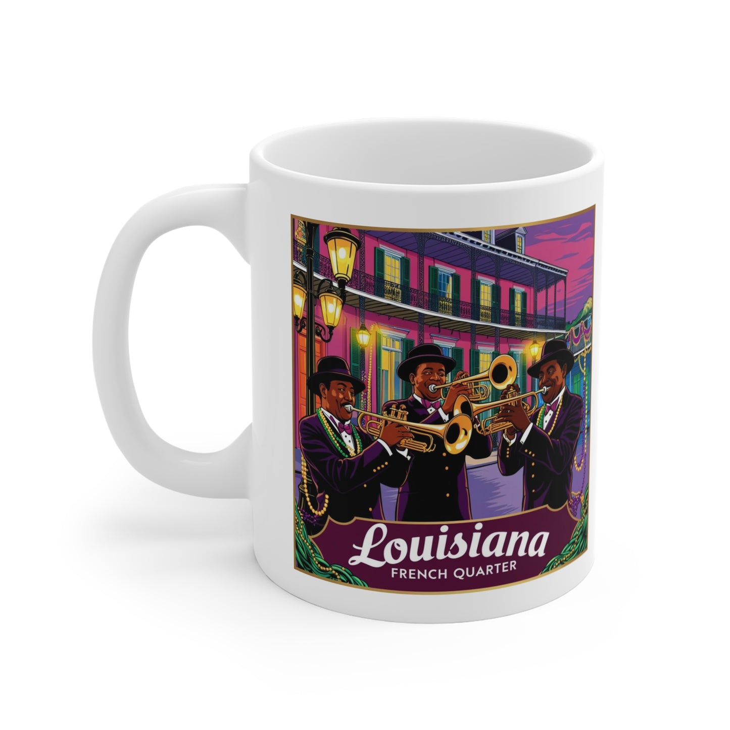 New Orleans Jazz Mug - 11oz French Quarter Design for Music Lovers