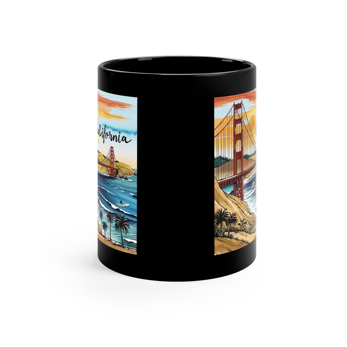 California Golden Gate Coffee Mug - 11oz Black Ceramic