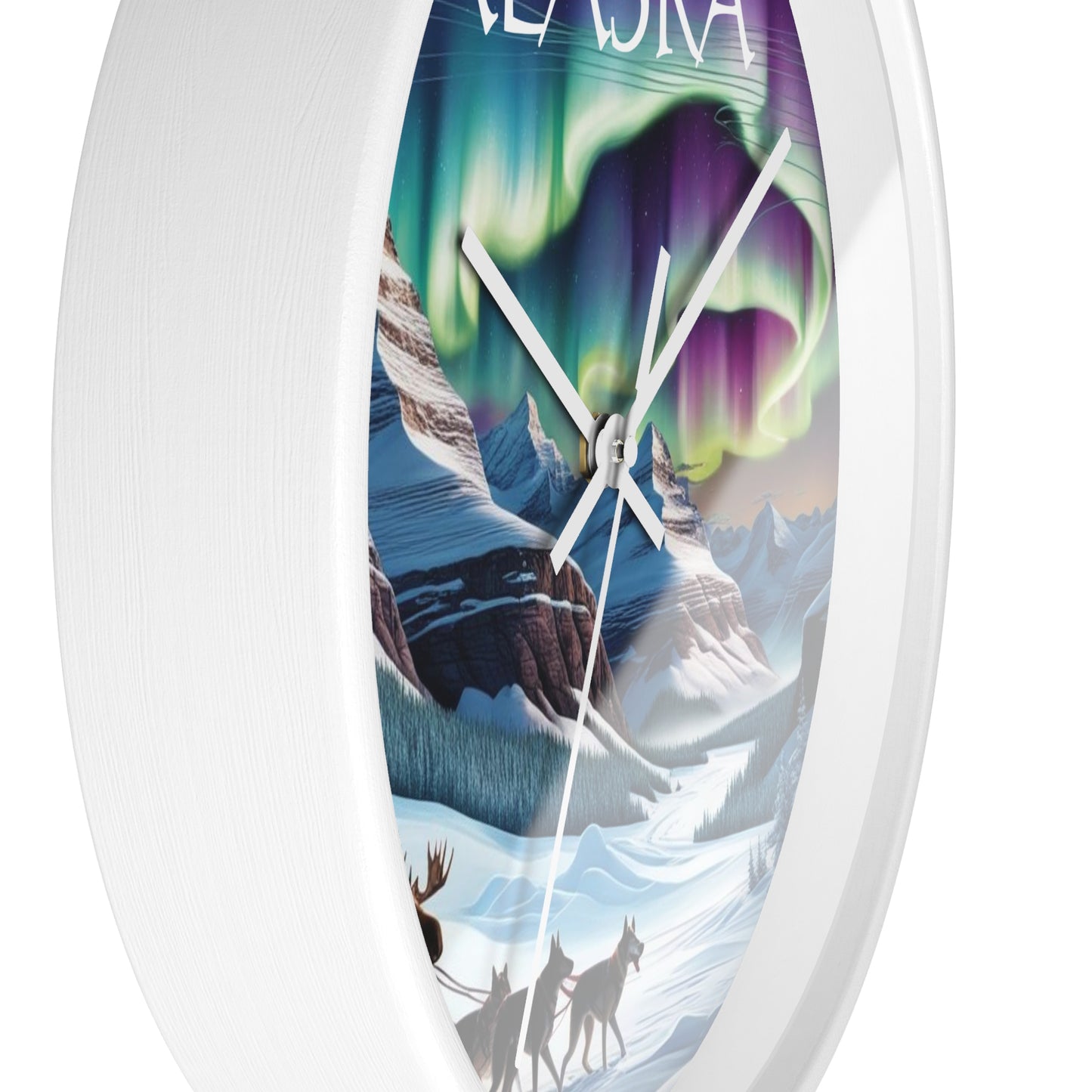 Alaska Themed Wall Clock with Aurora Design - Ideal for Home Decor and Gift