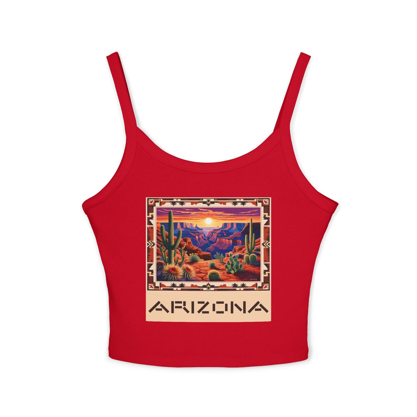 Arizona Sunset Women's Spaghetti Strap Tank Top - Southwestern Graphic Tee