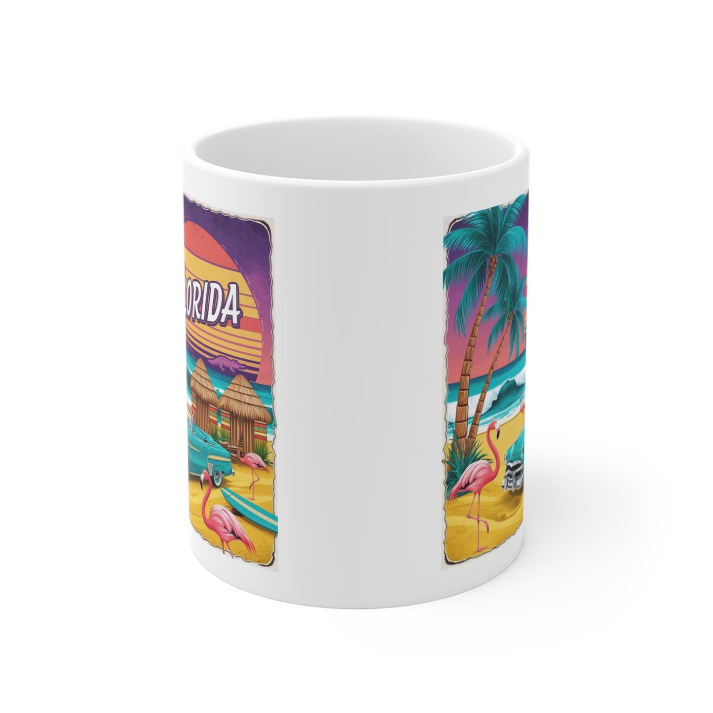 Vintage Florida Flamingo Mug – 11oz Retro Beach Coffee Cup