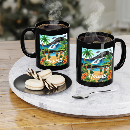 Tropical Hawaii Coffee Mug - 11oz Black Ceramic