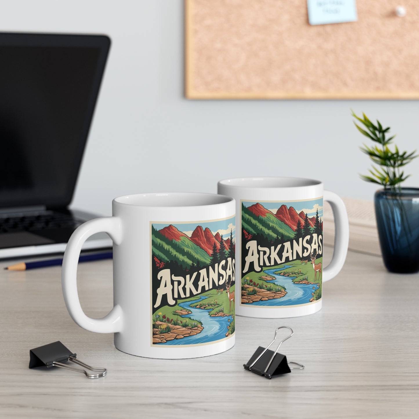 Vintage Arkansas Landscape Mug - 11oz Coffee Cup with Scenic Design