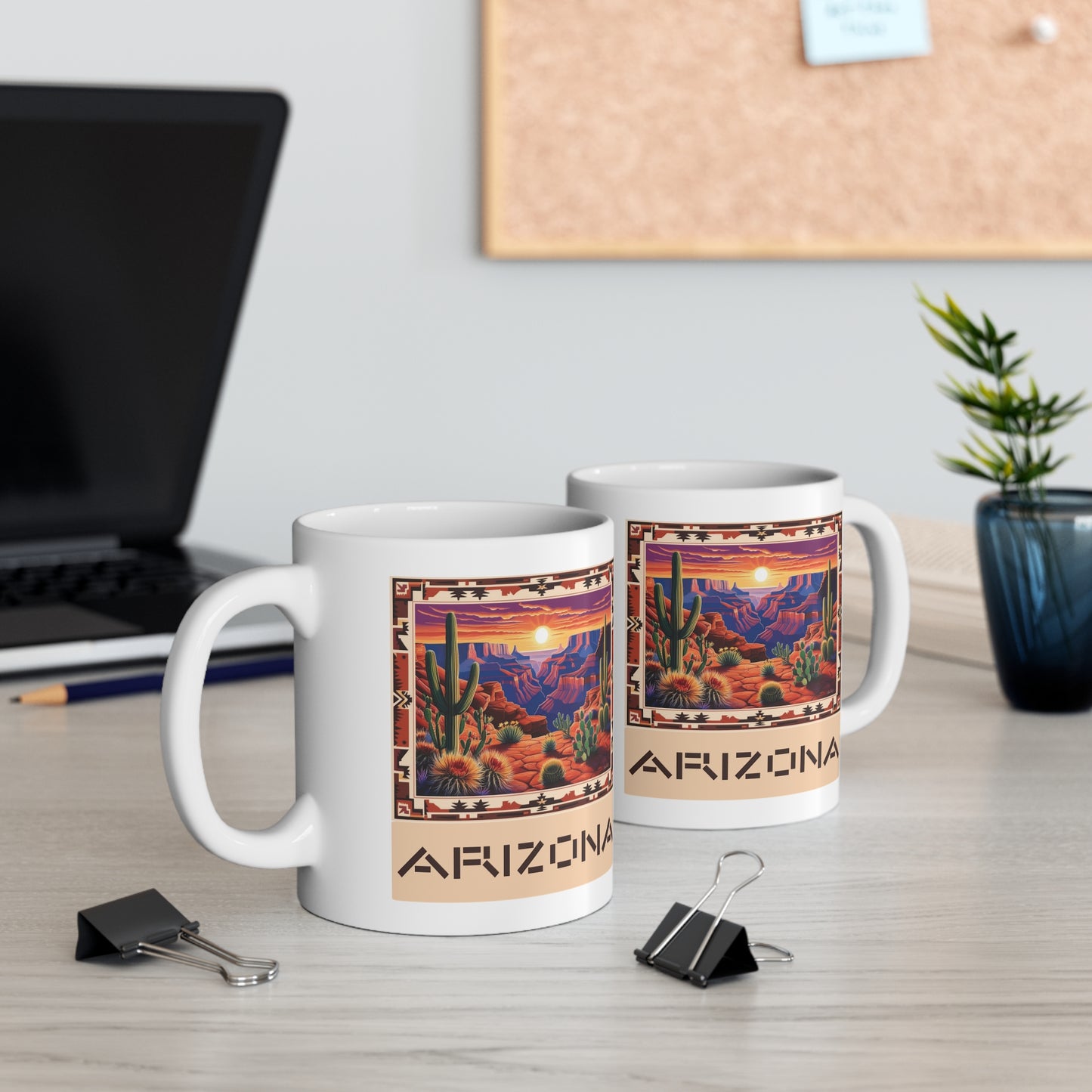 Arizona Desert Landscape Mug - 11oz Coffee Cup with Scenic Cactus Design