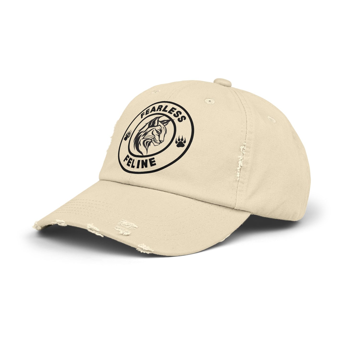 Fearless Feline Distressed Cap - Adjustable Hat