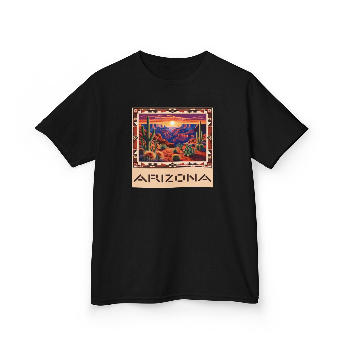 Arizona Kids Heavy Cotton Tee - Vibrant Desert Scene T-Shirt