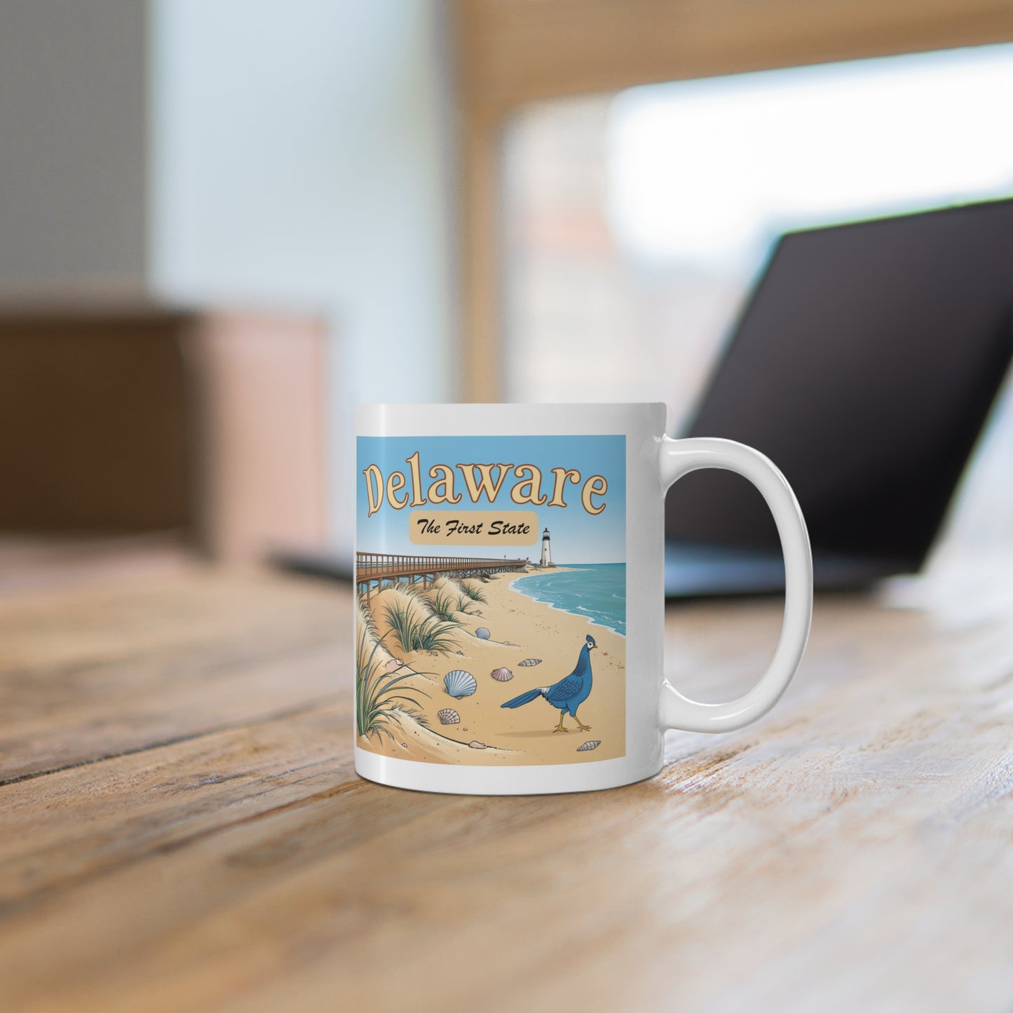 Delaware Coastal Scene 11oz Mug - Perfect for Beach Lovers and State Pride