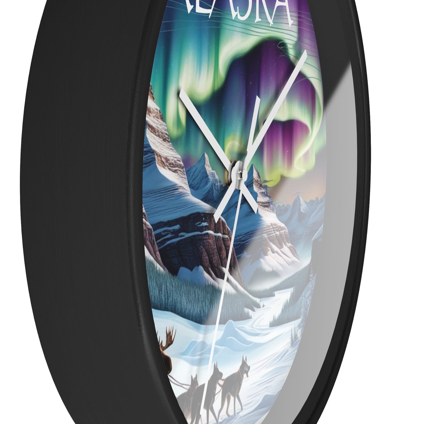 Alaska Themed Wall Clock with Aurora Design - Ideal for Home Decor and Gift