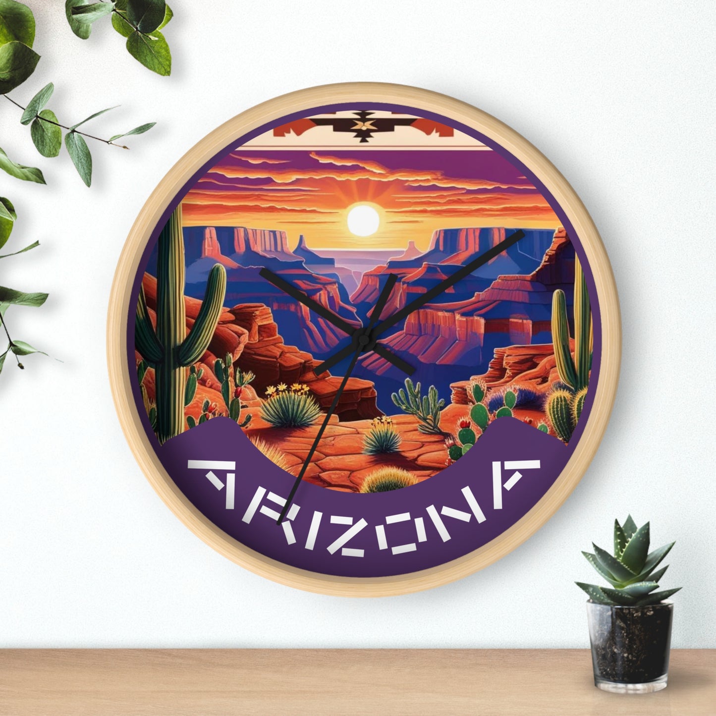 Desert Sunset Arizona Wall Clock - Vibrant Landscape Decor