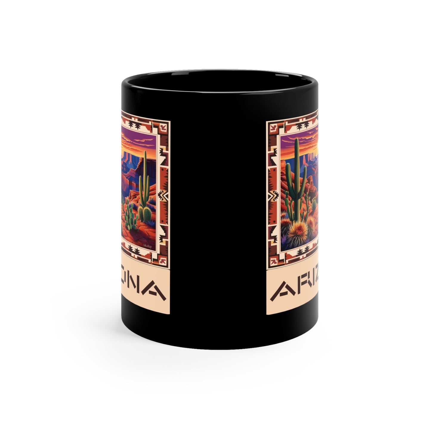 Arizona Desert Black Coffee Mug - 11oz, Scenic Southwest Art