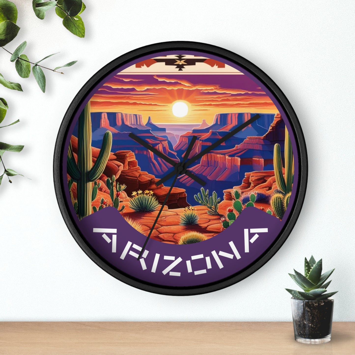 Desert Sunset Arizona Wall Clock - Vibrant Landscape Decor