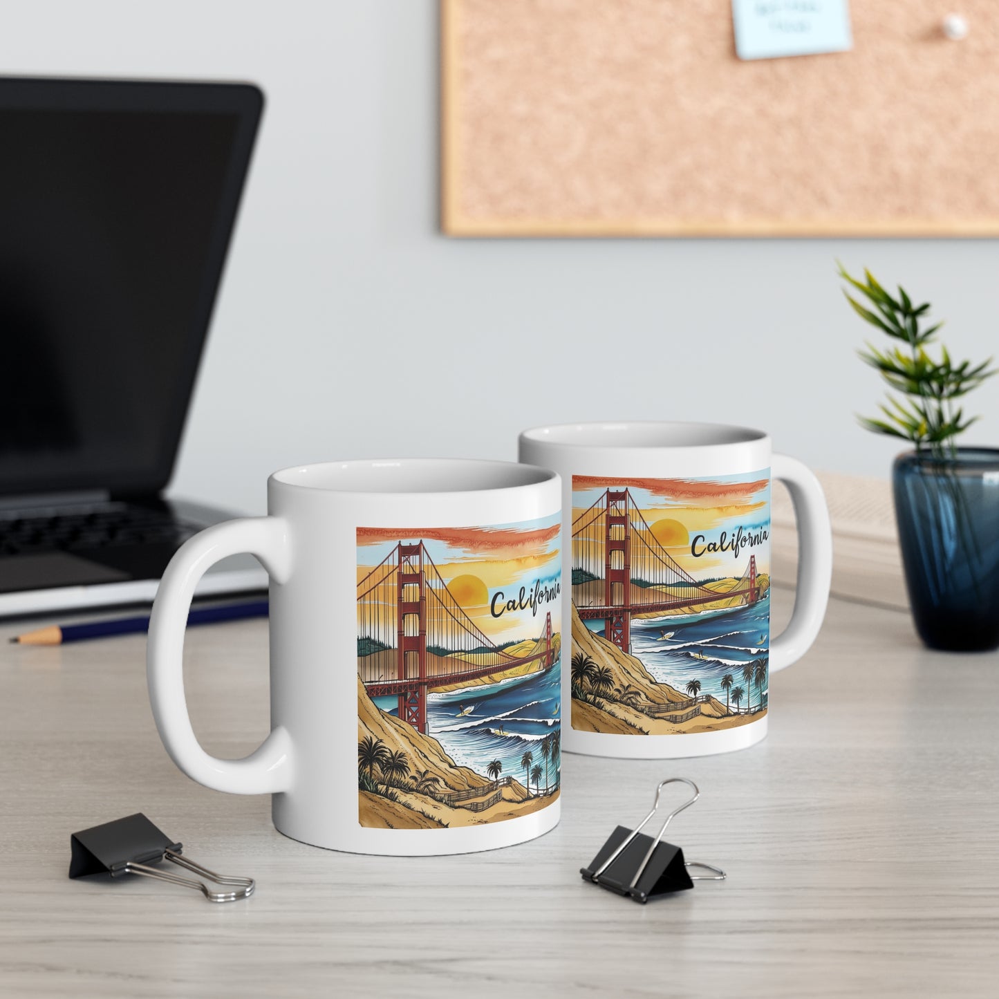 California Sunset Scenic Mug – 11oz Coffee Cup for Beach Lovers