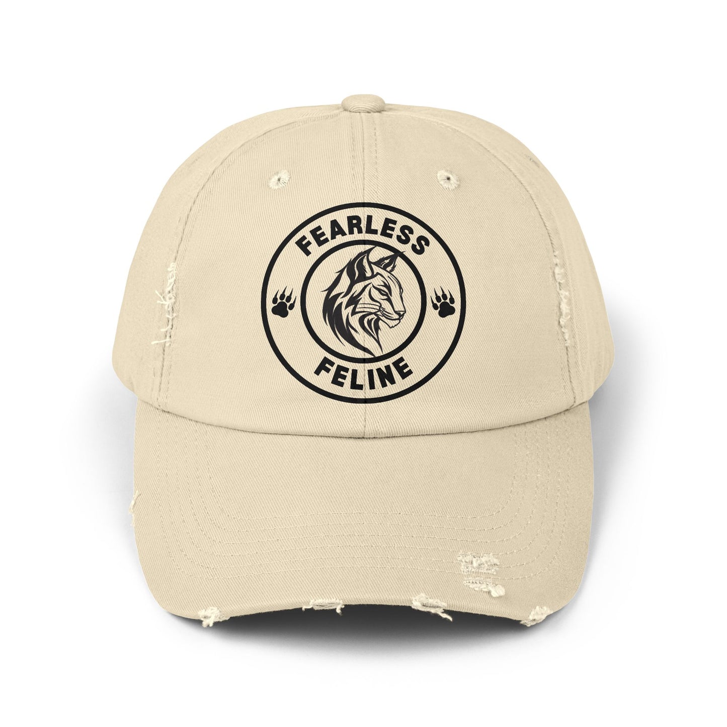 Fearless Feline Distressed Cap - Adjustable Hat