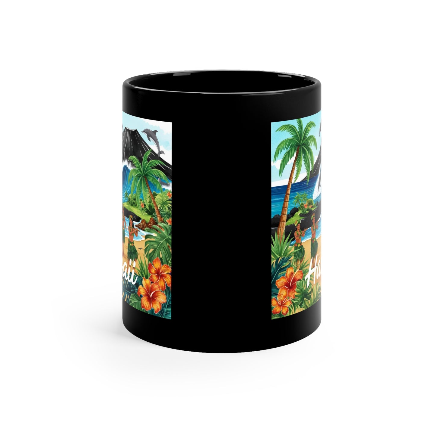 Tropical Hawaii Coffee Mug - 11oz Black Ceramic