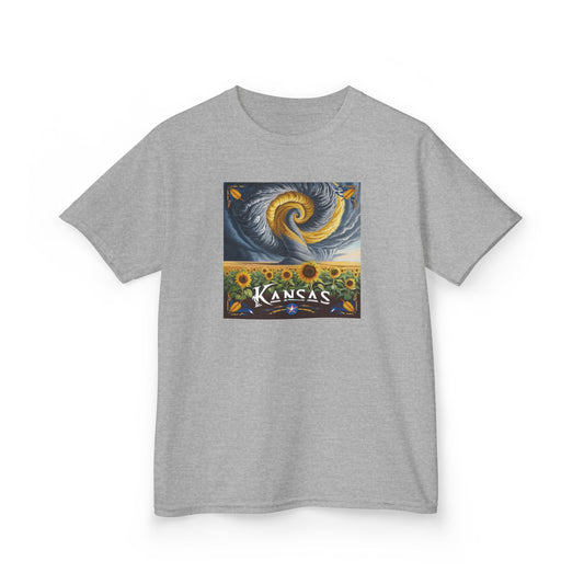 Kansas Sunflower Kids Heavy Cotton Tee - Vibrant Nature Design
