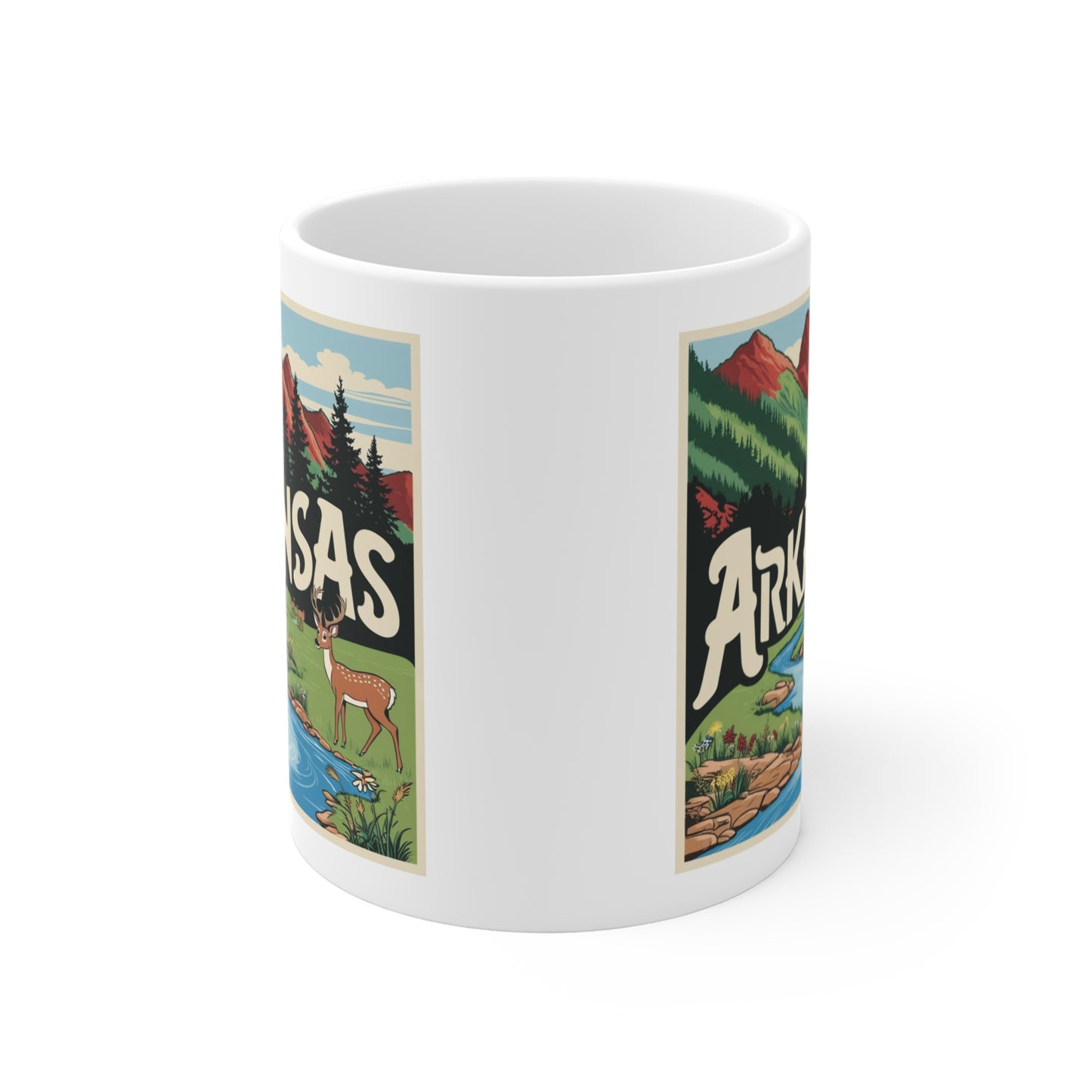 Vintage Arkansas Landscape Mug - 11oz Coffee Cup with Scenic Design