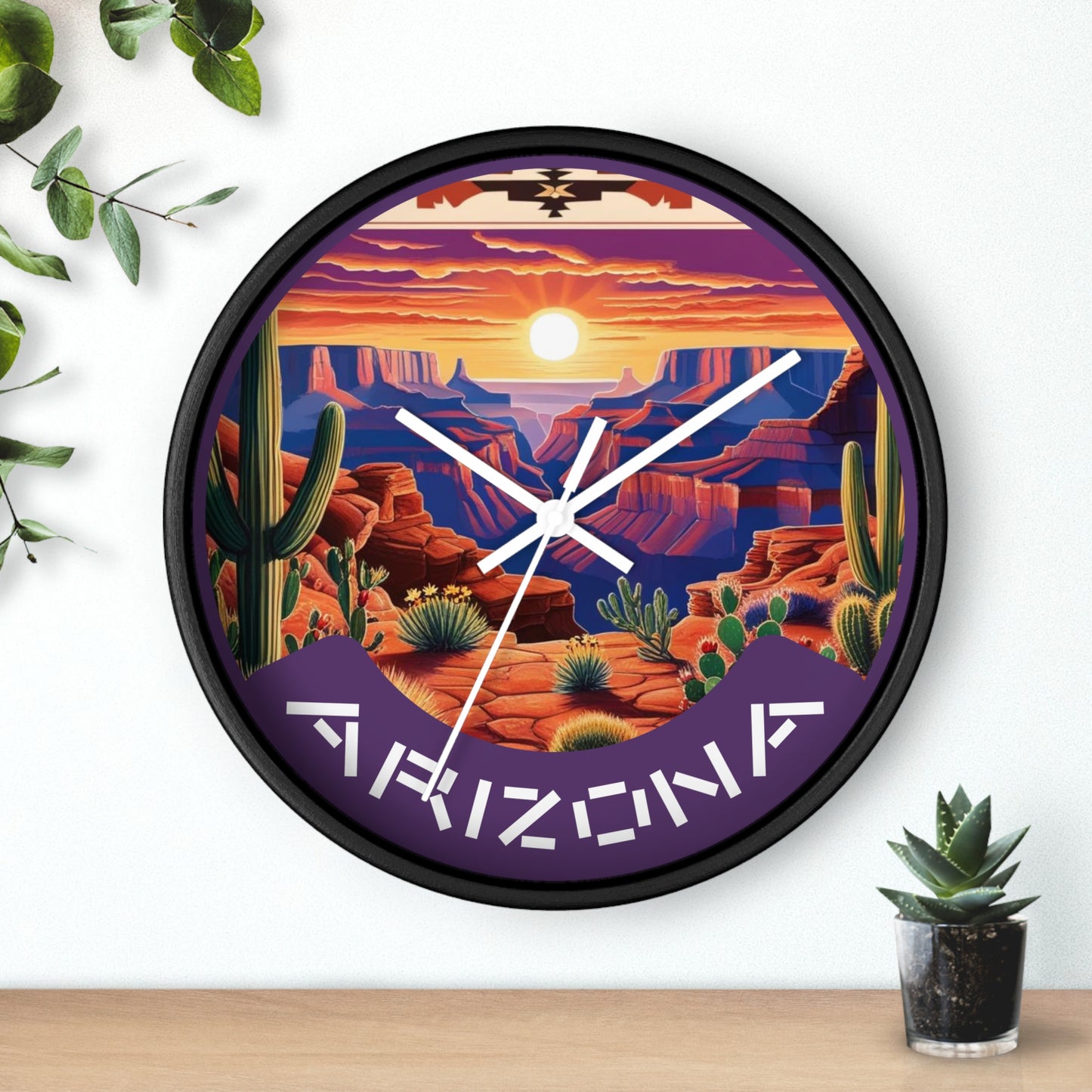 Desert Sunset Arizona Wall Clock - Vibrant Landscape Decor