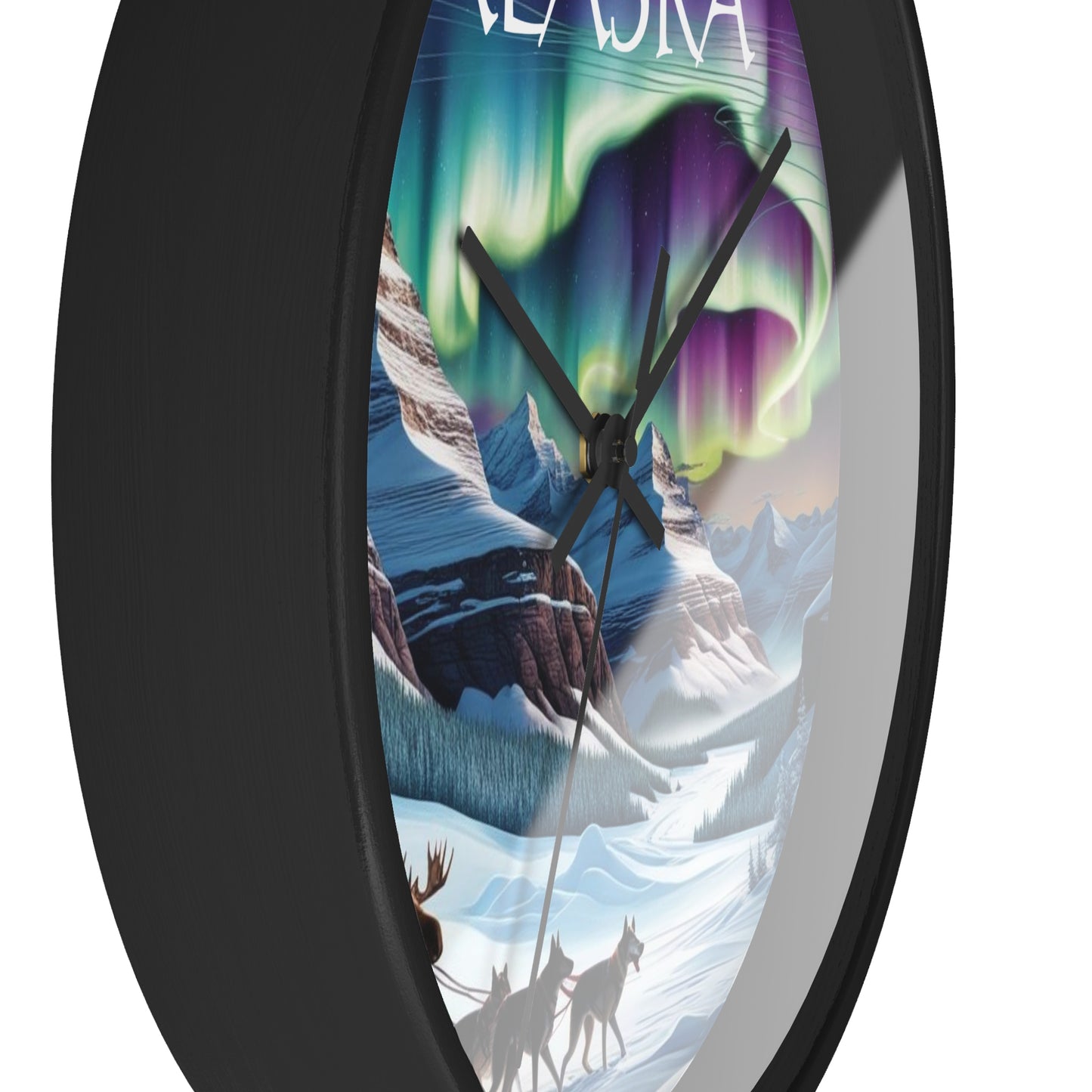 Alaska Themed Wall Clock with Aurora Design - Ideal for Home Decor and Gift