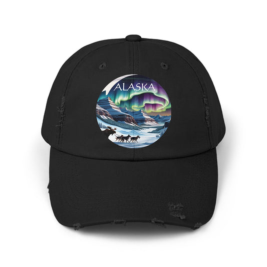 Alaska Aurora Distressed Cap - Unisex Outdoor Style for Adventure Lovers