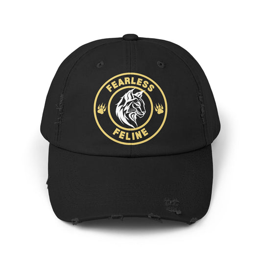Fearless Feline Distressed Cap - Adjustable Hat