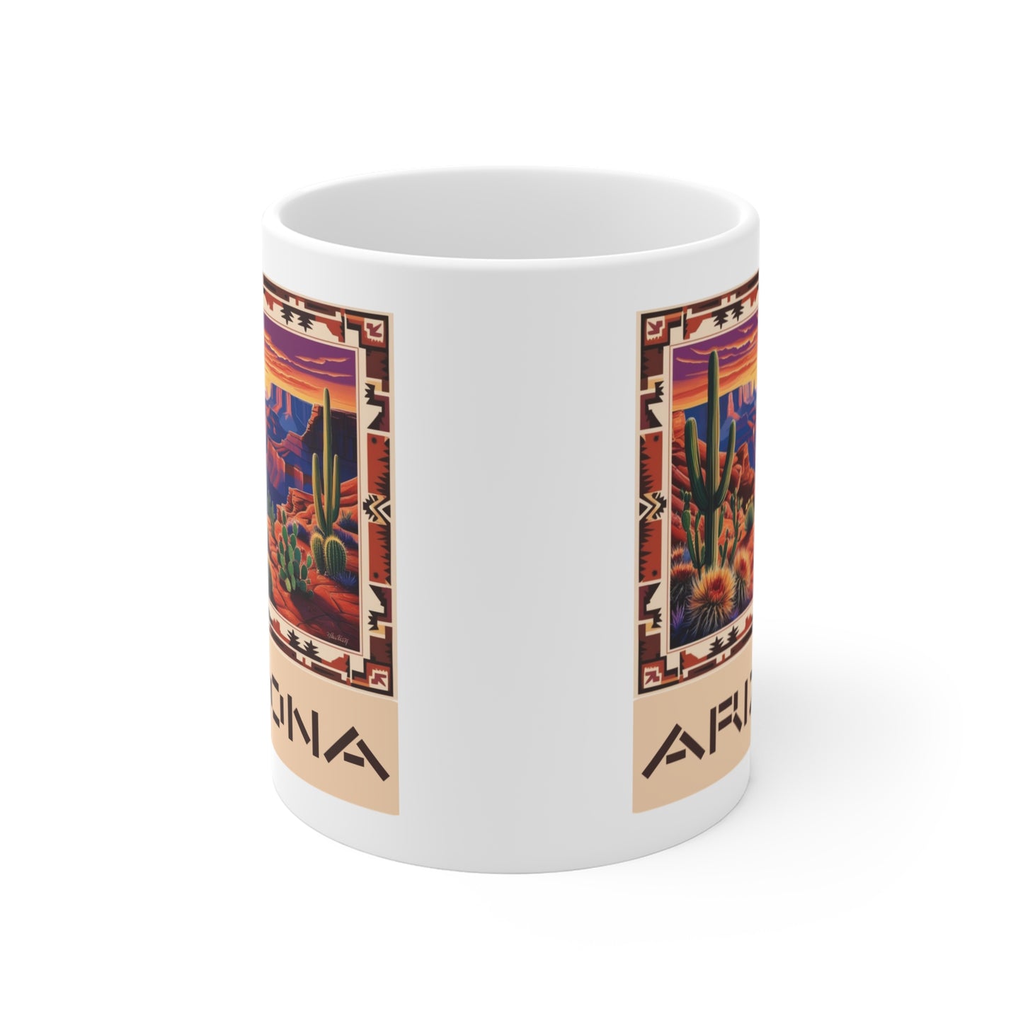 Arizona Desert Landscape Mug - 11oz Coffee Cup with Scenic Cactus Design