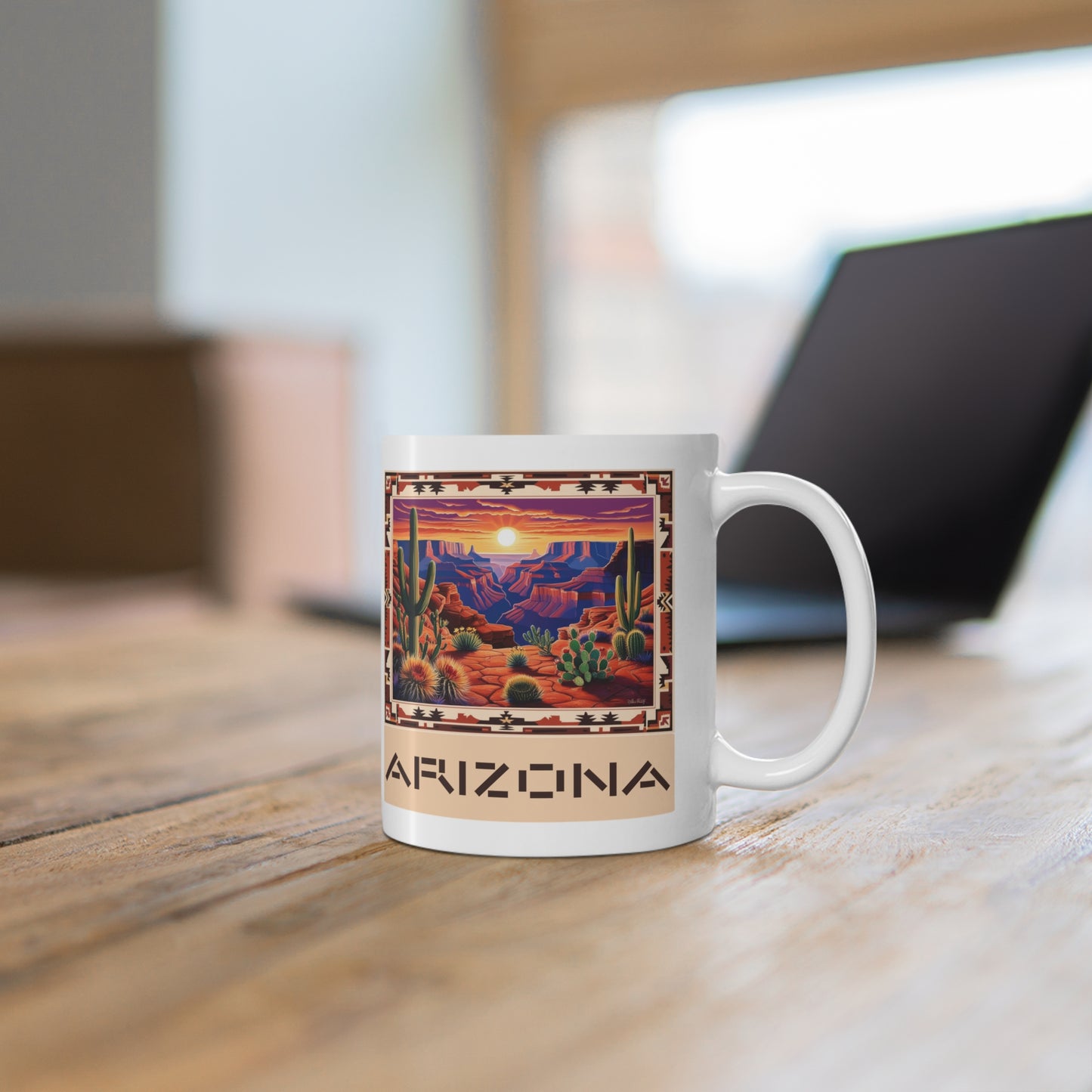 Arizona Desert Landscape Mug - 11oz Coffee Cup with Scenic Cactus Design