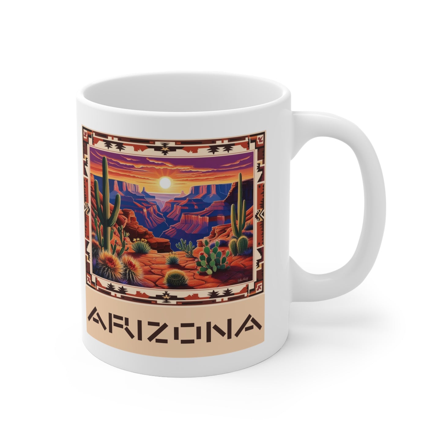 Arizona Desert Landscape Mug - 11oz Coffee Cup with Scenic Cactus Design