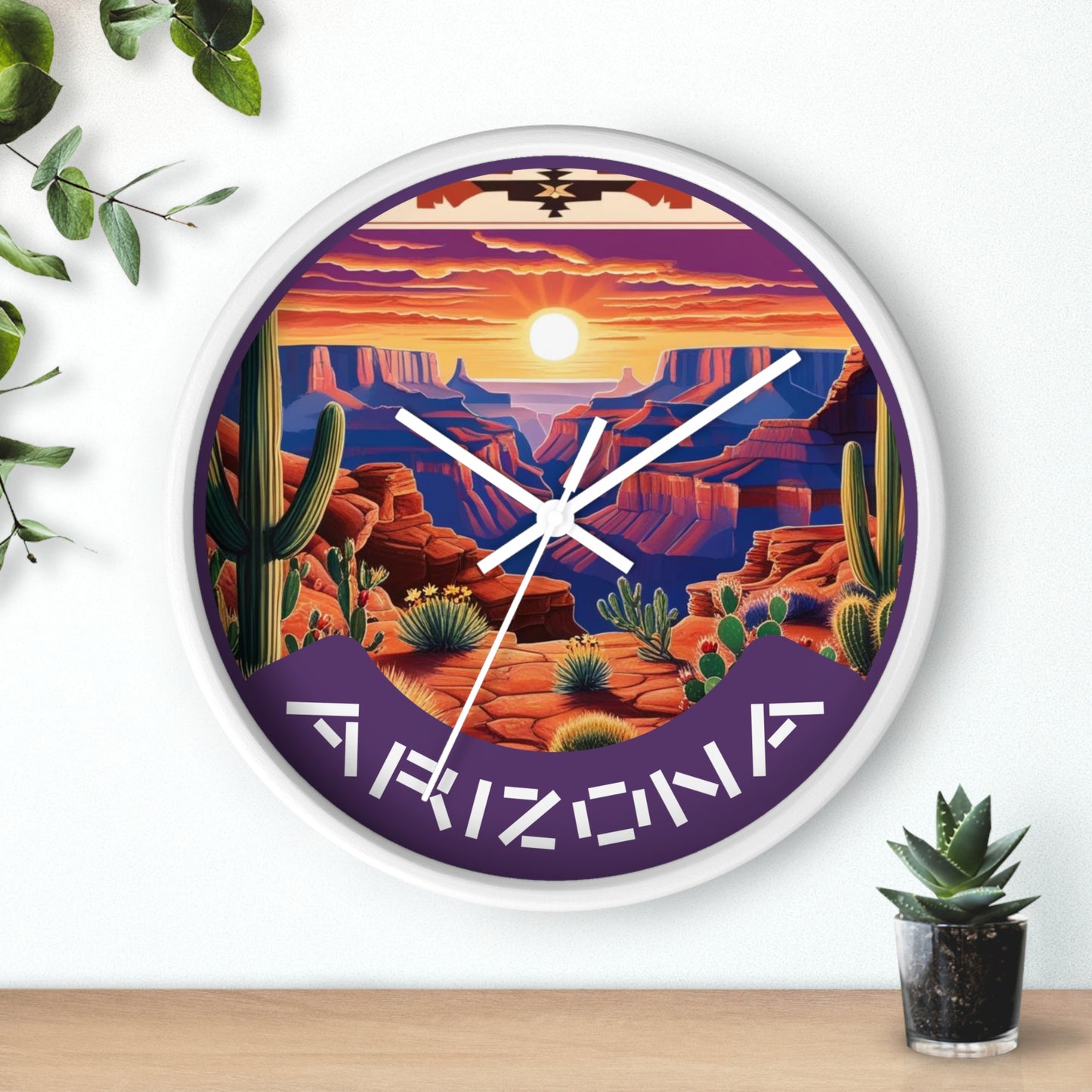 Desert Sunset Arizona Wall Clock - Vibrant Landscape Decor